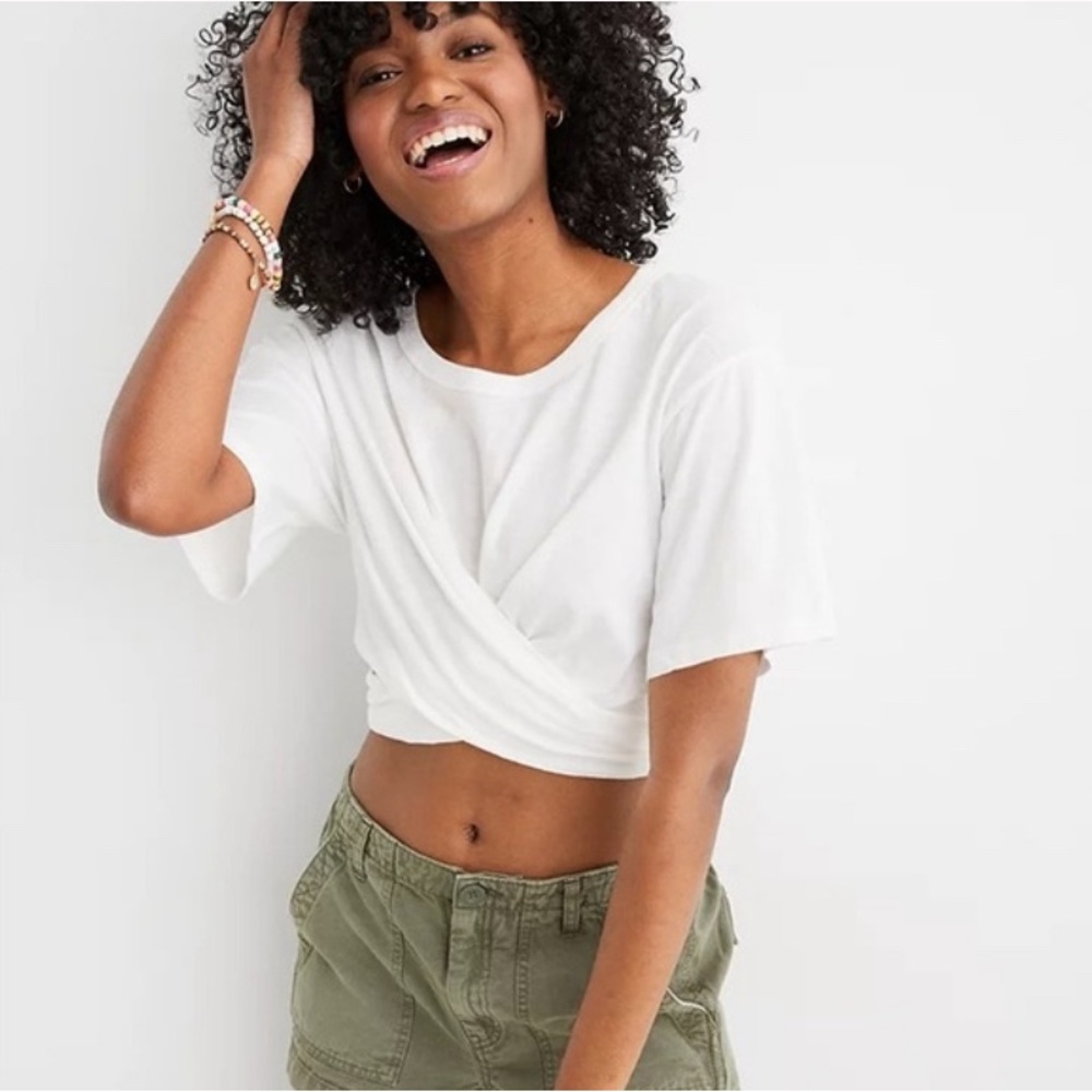 NWT Aerie Wrap Back Tie Crop Tee White Small